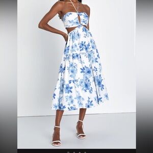 Lulus summery successes white floral halter